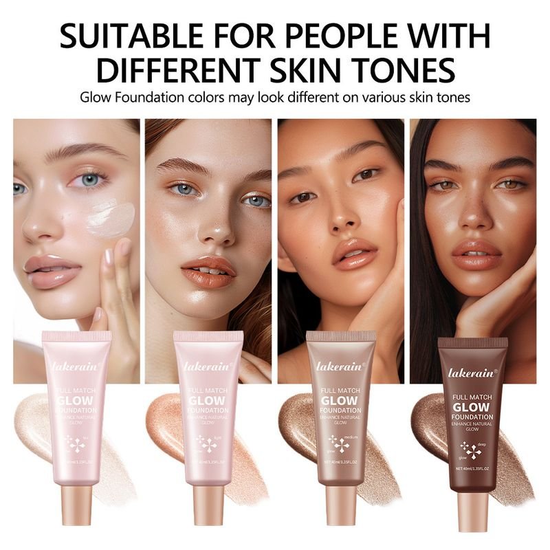 Lakerain Women Natural Gloss Brightening Moisturizing Long-Lasting Concealer Glossy Liquid Foundation